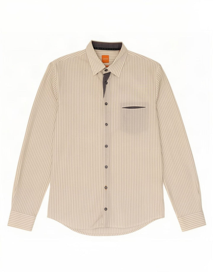 Γυναικείο πουκάμισο Hugo Boss Slim Fit Βαμβακερό μεσαίο λευκό ρίγες