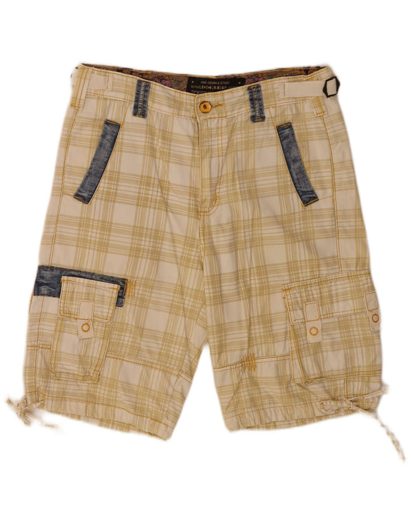 Vintage ανδρικό κανονικό σορτς Cargo IT 48 Medium W34 Beige καρό