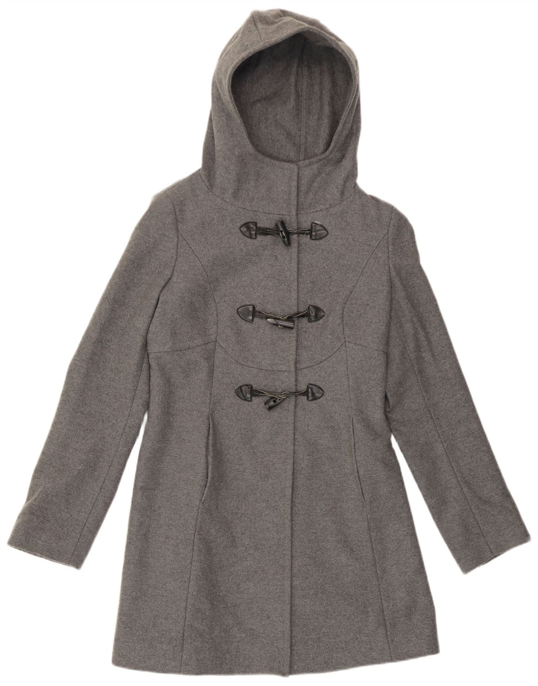 Benetton Γυναικείο παλτό Duffle με κουκούλα IT 40 Small Grey Wool