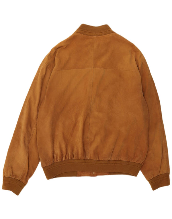 Vintage Ανδρικό Suede Bomber Jacket IT 56 3XL Καφέ Δερμάτινο