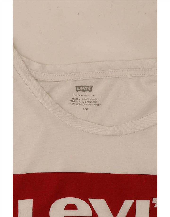 Γυναικείο γραφικό T-Shirt LEVI'S Top UK 16 Large White