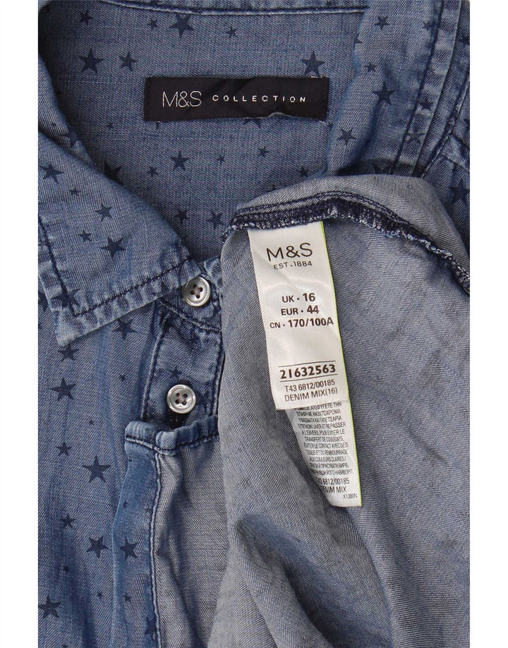 Marks & Spencer Γυναικείο πουκάμισο Longline Abstract Pattern UK 16 Large Blue