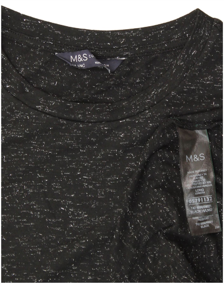 MARKS & SPENCER Womens A-Line Dress UK 14 Medium Black Polyester