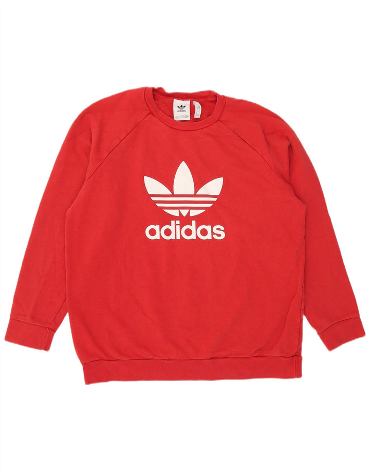 Ανδρικό γραφικό φούτερ Adidas Jumper μεγάλο κόκκινο βαμβακερό