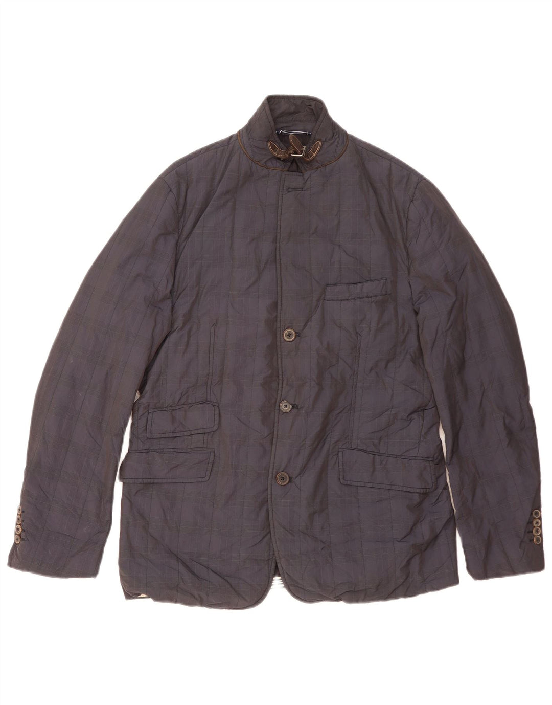 Massimo Dutti Ανδρικό Utility Jacket UK 40 Large Navy Blue Check Acetate