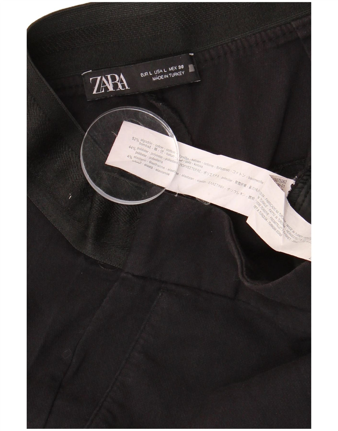 Zara Γυναικείο Slim Παντελόνι Chino Μεγάλο W32 L27 Μαύρο βαμβακερό