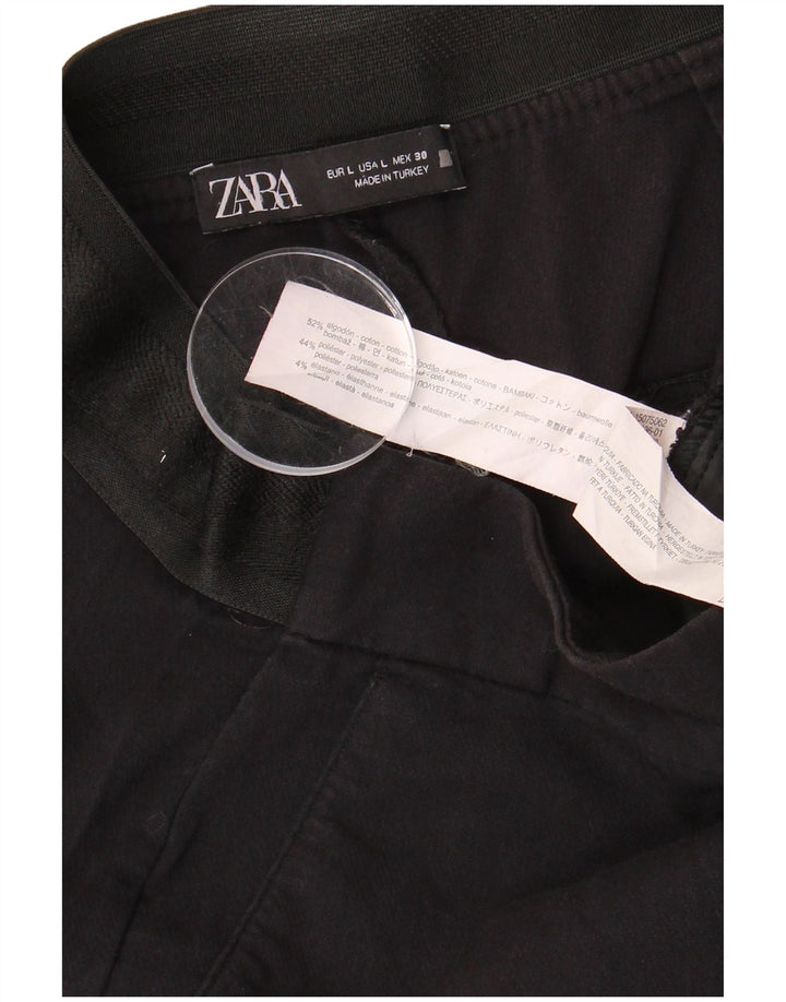 Zara Γυναικείο Slim Παντελόνι Chino Μεγάλο W32 L27 Μαύρο βαμβακερό