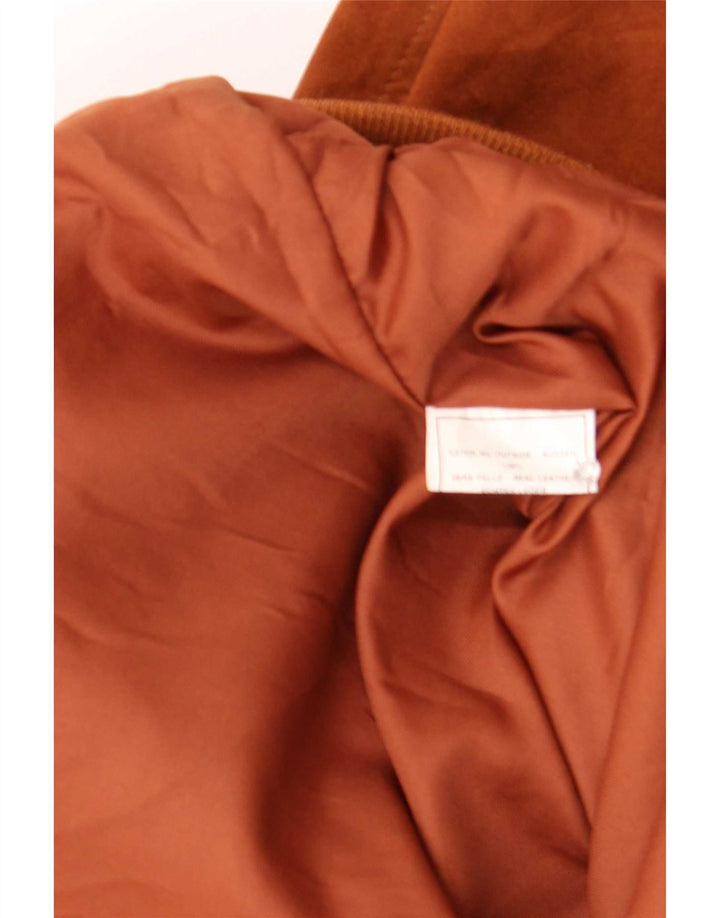 Vintage Ανδρικό Suede Bomber Jacket IT 56 3XL Καφέ Δερμάτινο