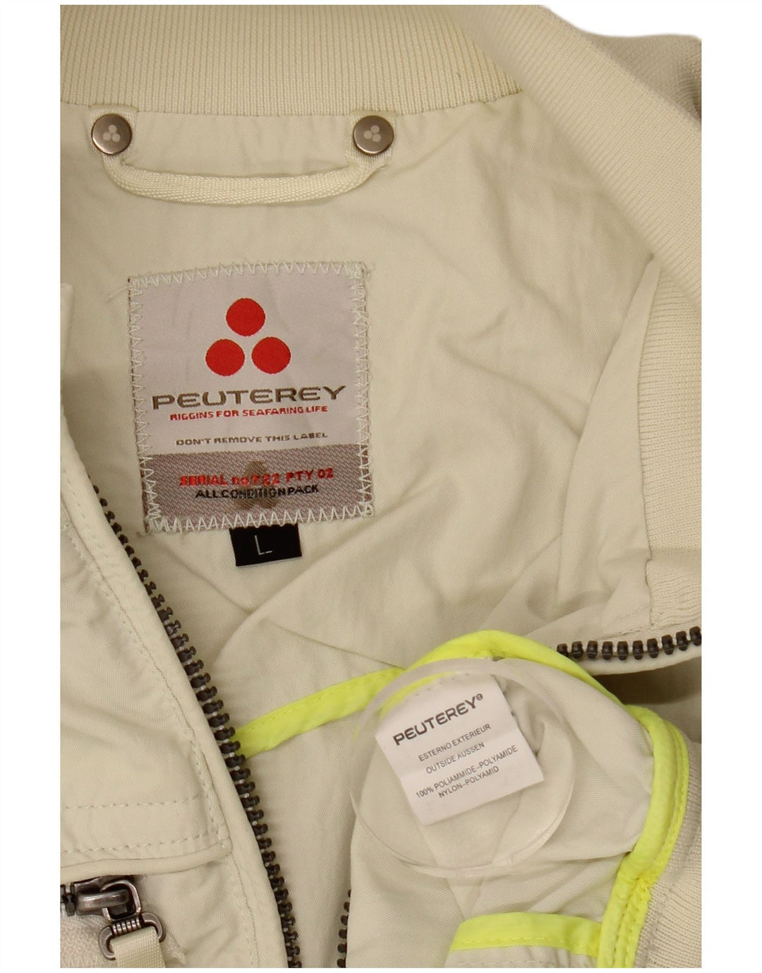 Ανδρικό μπουφάν PEUTEREY Bomber UK 40 Large Off White Nylon