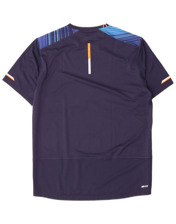 Ανδρικό T-Shirt New Balance Top Large Navy Blue Pinstripe
