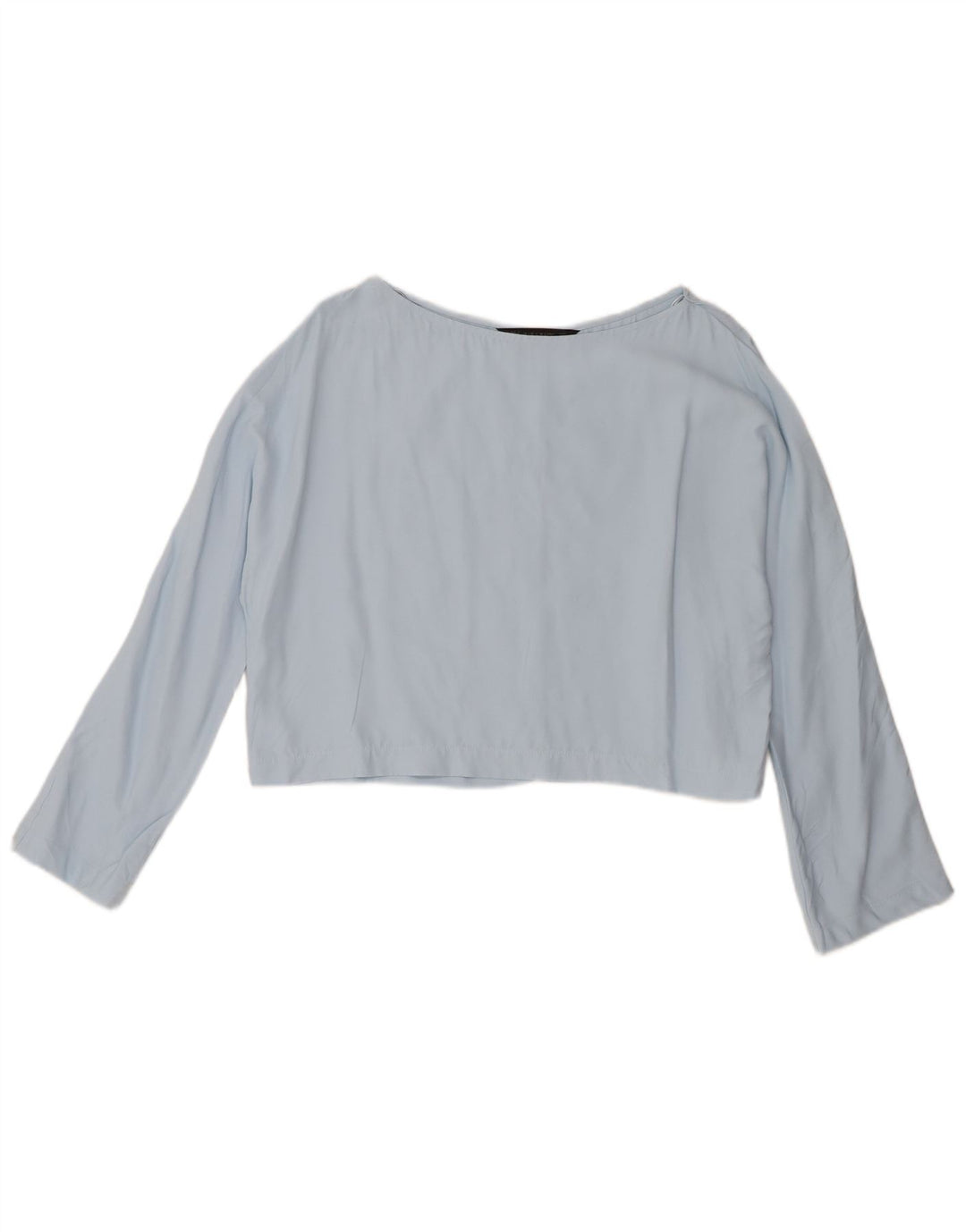 Zara Γυναικεία Μπλούζα Crop Top UK 14 Μεγάλη μπλε βισκόζη