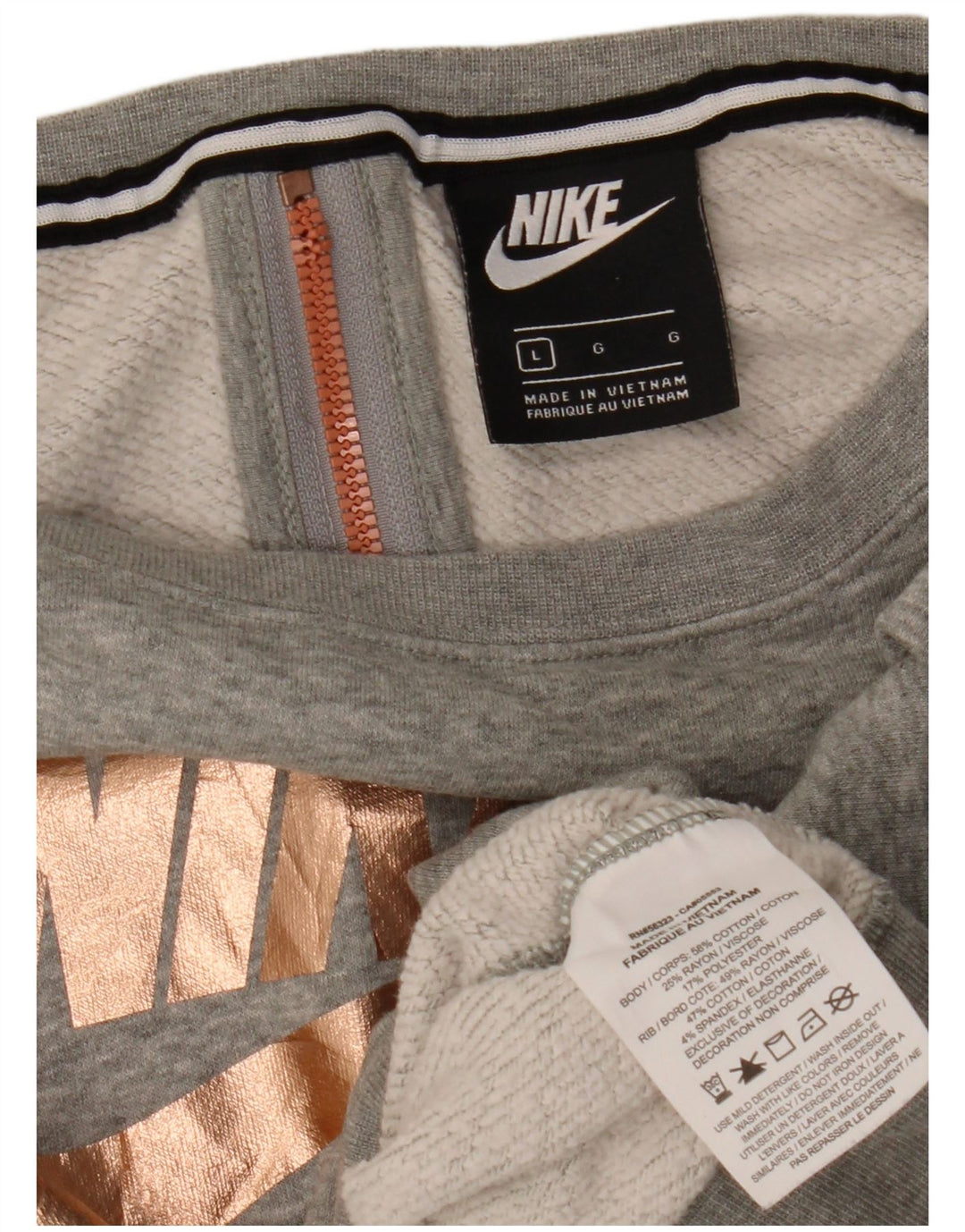 Γυναικεία μπλούζα μεγάλου μεγέθους Nike Crop Graphic Jumper UK 16 Large Grey