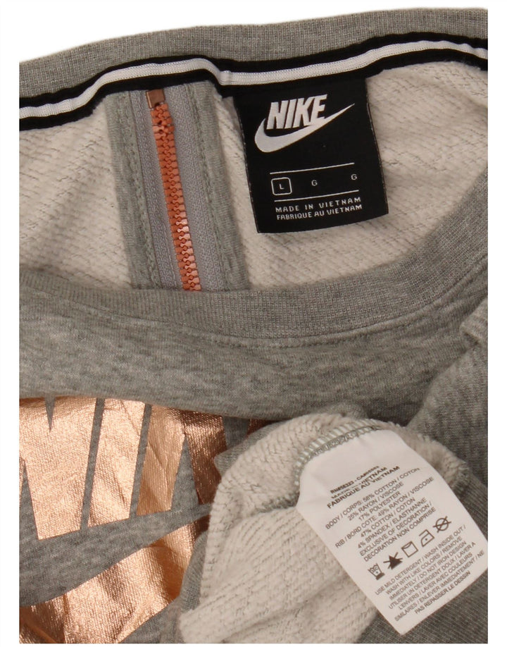 Γυναικεία μπλούζα μεγάλου μεγέθους Nike Crop Graphic Jumper UK 16 Large Grey