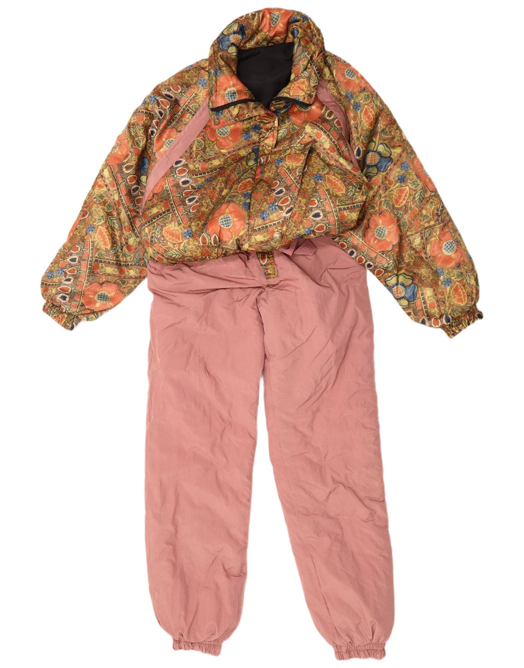 Vintage γυναικεία φόρμα σκι UK 14 Medium Pink Floral Polyester