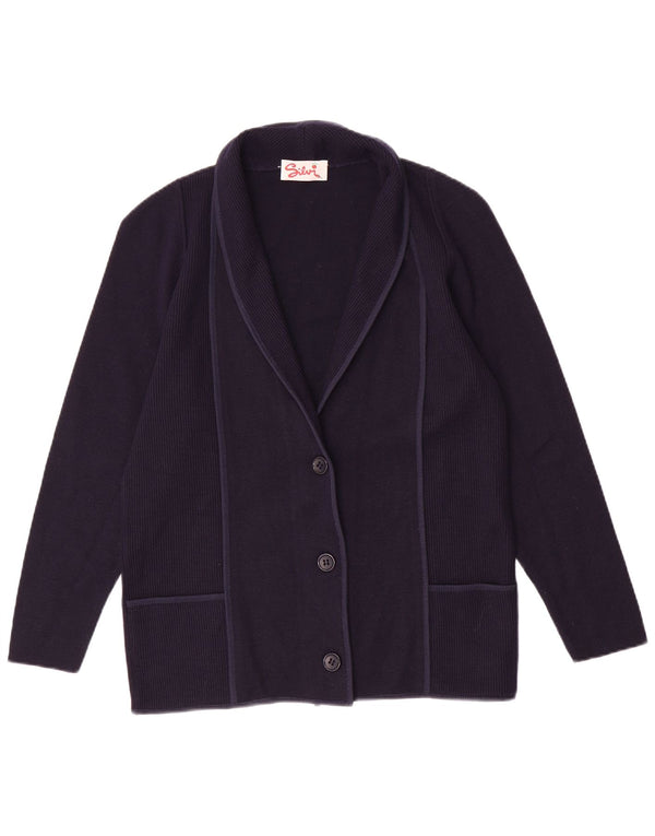 Vintage Womens Cardigan Sweater IT 46 Large Navy Blue Polyacrylic