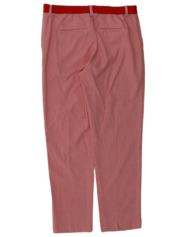 Benetton Womens Tapered Chino Trousers Medium W30 L26 Red Pinstripe Viscose