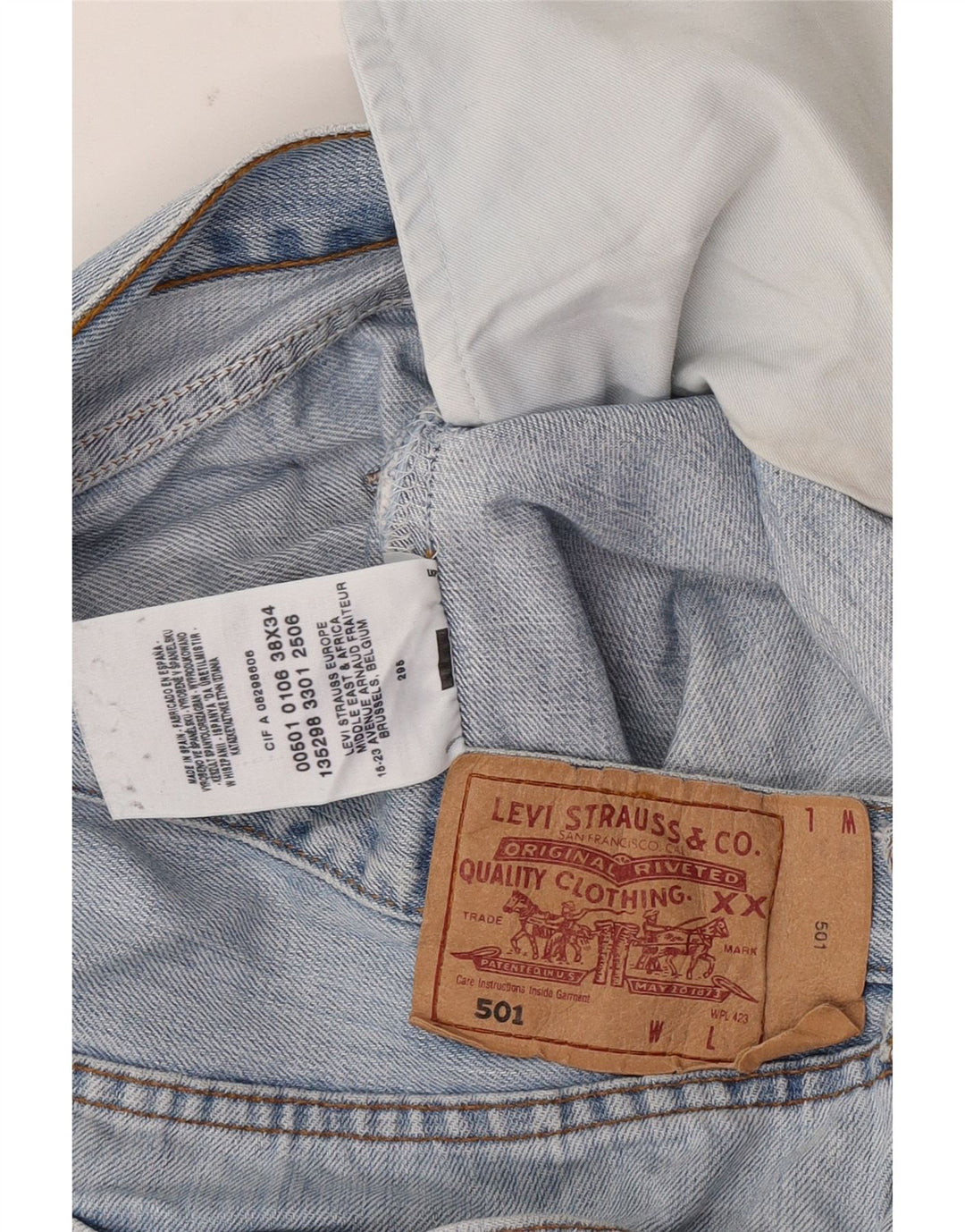 Levi's Mens 501 Straight Jeans W38 L34 Μπλε Βαμβακερό