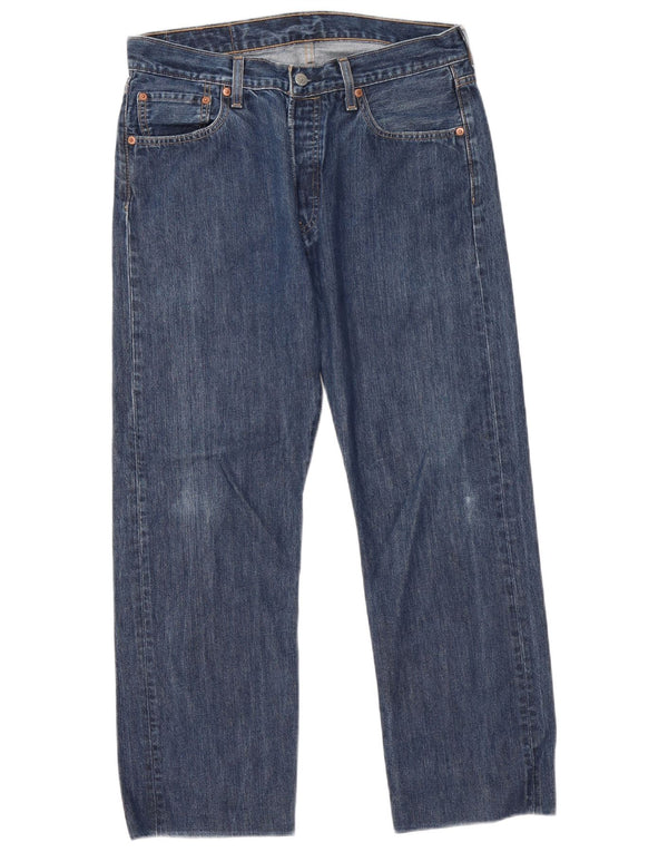 Levi's Mens 501 Straight Jeans W32 L27 Navy Blue Cotton