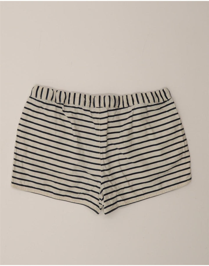 J. CREW Γυναικείο Hot Pants Medium W30 Off White Ριγέ Λινό