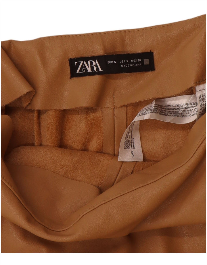Zara Γυναικείο Δερμάτινο Σορτς Μικρό W26 Μπεζ πολυουρεθάνης