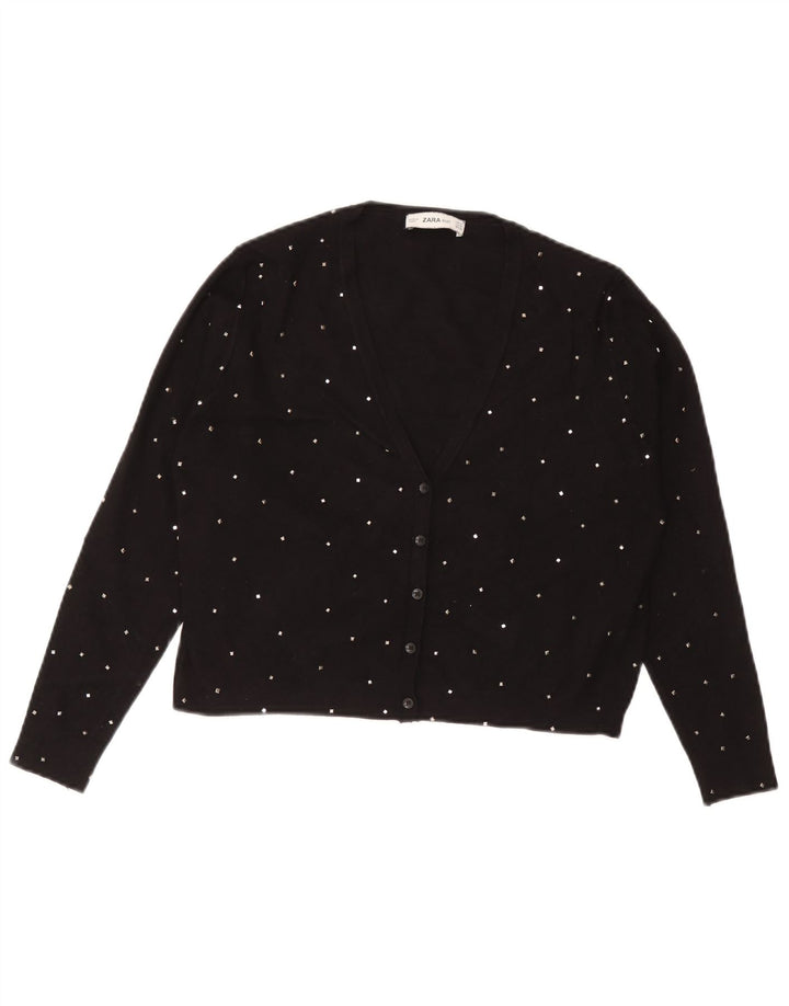 Zara Γυναικείο Bolero Jumper UK 12 μεσαία μαύρη στίγματα βισκόζη