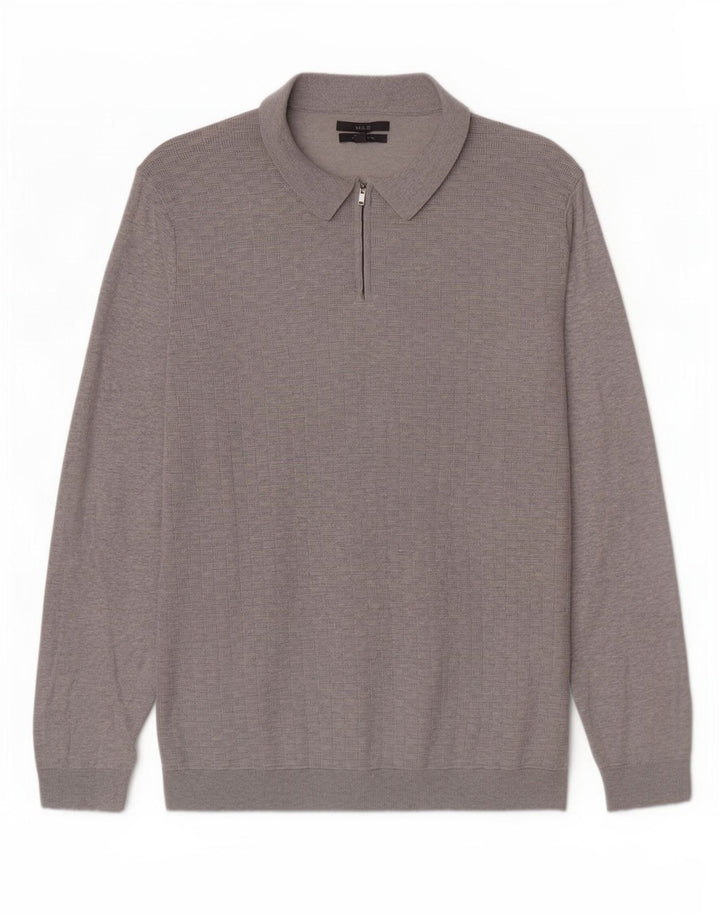 Marks & Spencer Ανδρικό πουλόβερ Polo Neck Jumper 2XL Γκρι βαμβακερό