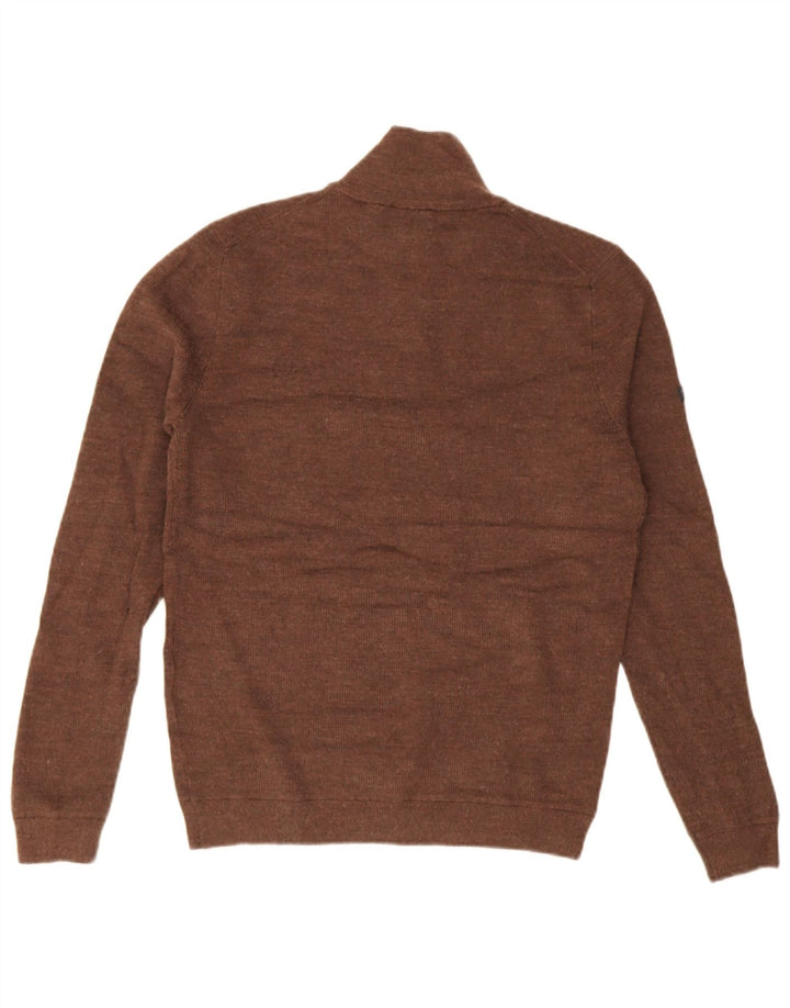 Ανδρικό πουλόβερ με φερμουάρ Superdry Μαλλί Merino σε μεσαίο καφέ