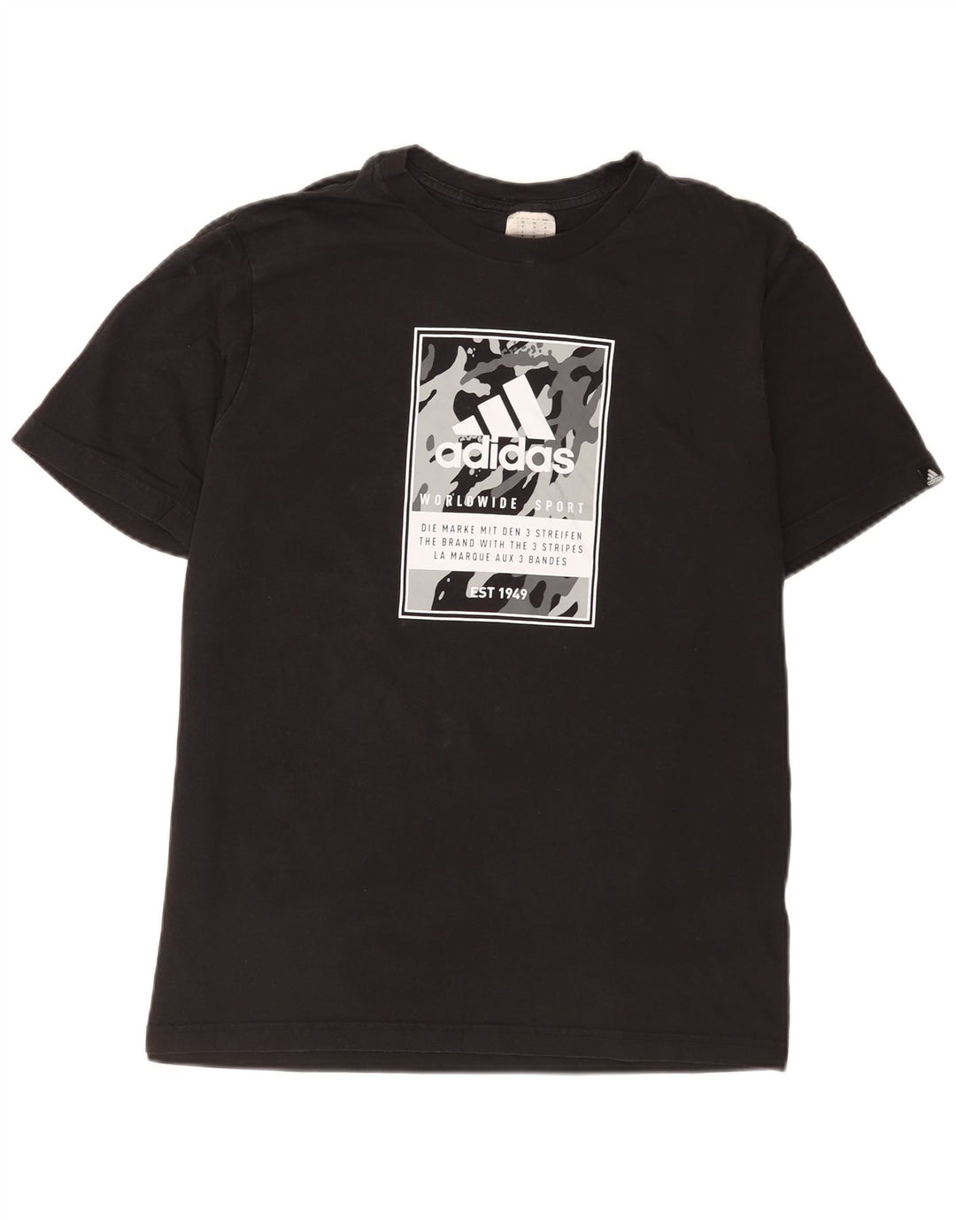 Ανδρικό γραφικό T-Shirt Adidas Top Μεσαίο μαύρο βαμβακερό