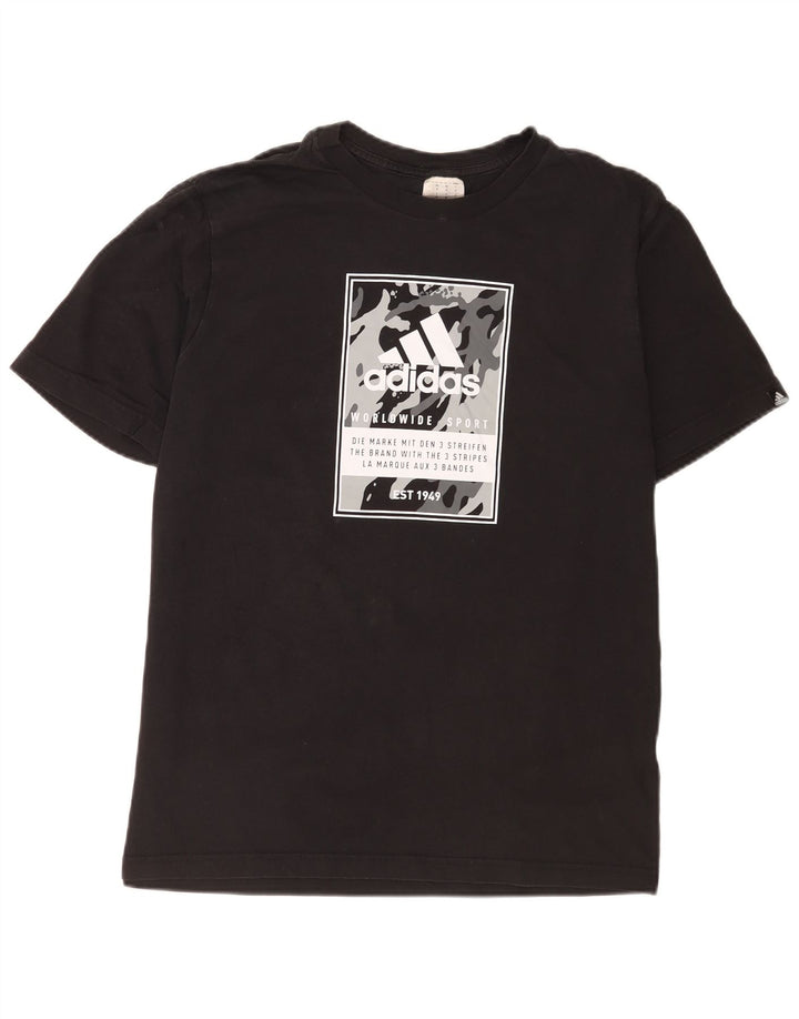 Ανδρικό γραφικό T-Shirt Adidas Top Μεσαίο μαύρο βαμβακερό