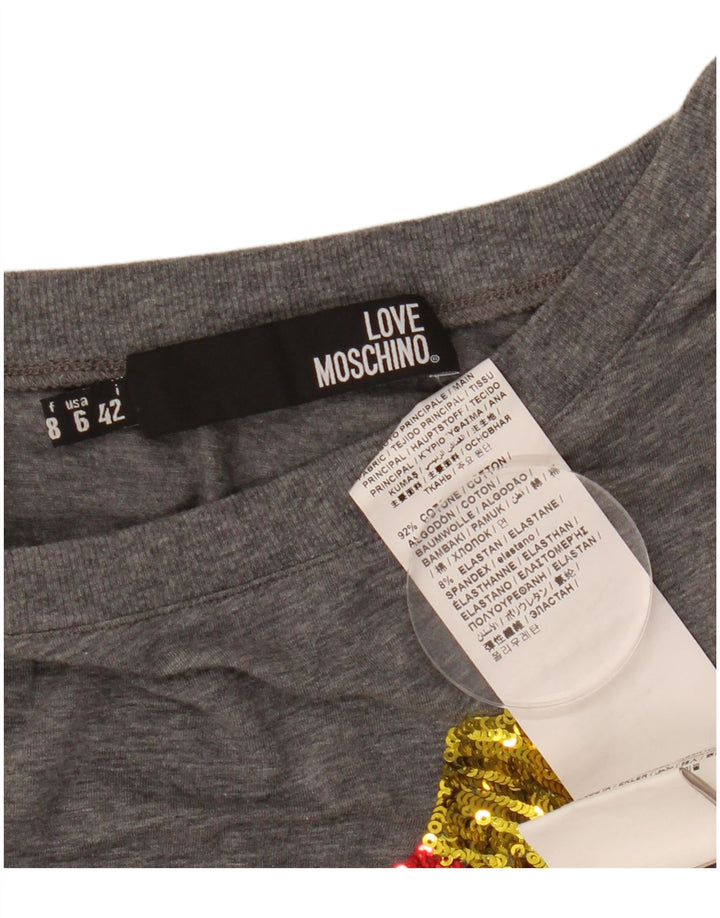 Γυναικείο γραφικό μπλουζάκι MOSCHINO Top IT 42 Μεσαίο γκρι βαμβάκι