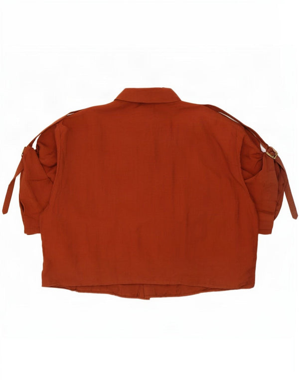 Zara Womens Short Sleeve Oversized Shirt UK 14 Medium Brown Lyocell