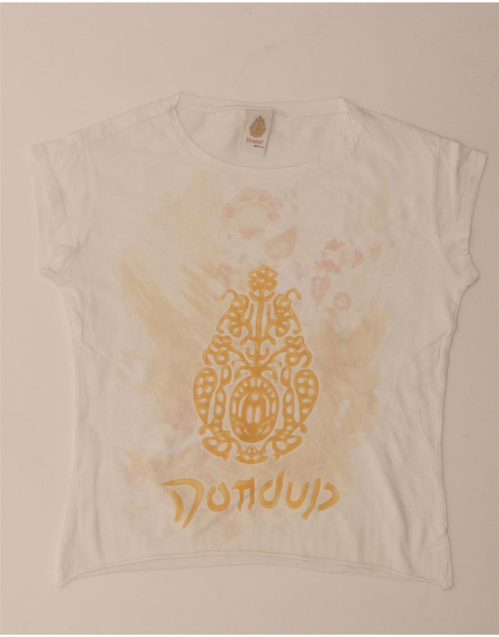 Γυναικείο γραφικό μπλουζάκι Dondup Crop Top UK 12 Medium White