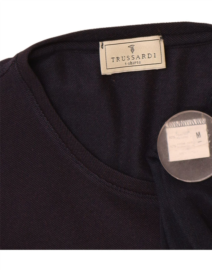 Trussardi Γυναικείο T-Shirt Top UK 14 Medium Navy Blue Polyester
