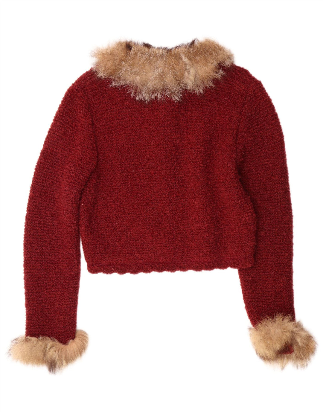 Γυναικείο πουλόβερ VINTAGE Crop Cardigan UK 12 Medium Burgundy