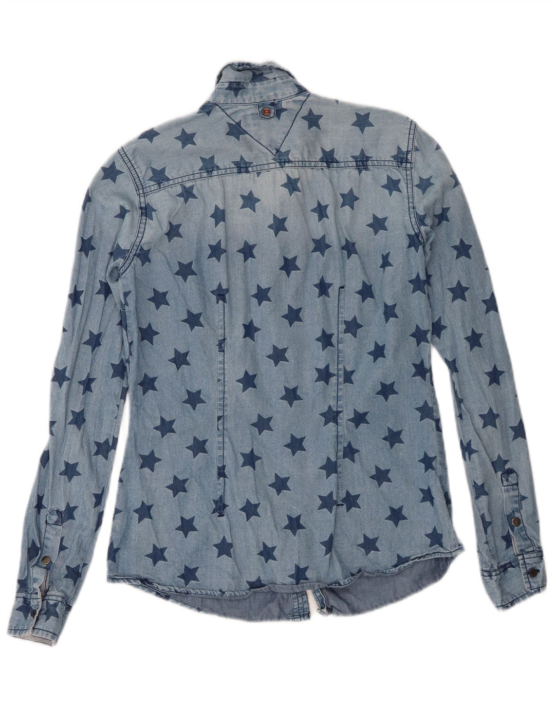 Tommy Hilfiger Γυναικείο Abstract Pattern Denim πουκάμισο UK 6 XS Blue