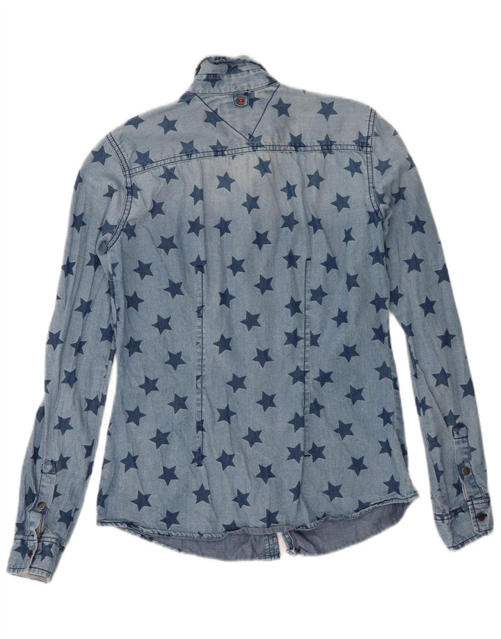 Tommy Hilfiger Γυναικείο Abstract Pattern Denim πουκάμισο UK 6 XS Blue