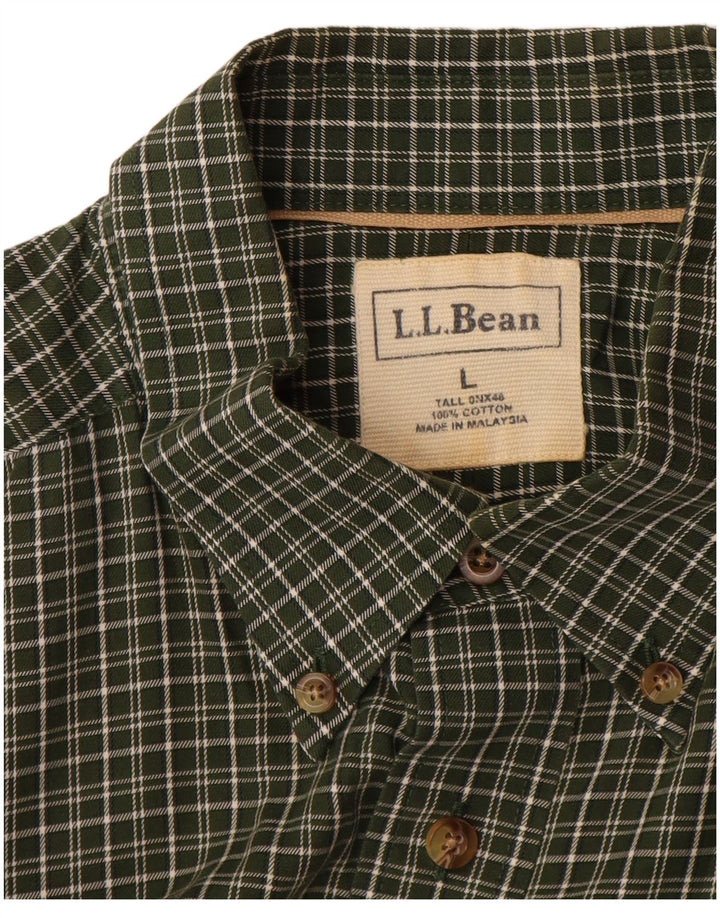 L.L.BEAN Ανδρικό ψηλό κοντομάνικο πουκάμισο μεγάλο χακί βαμβακερό