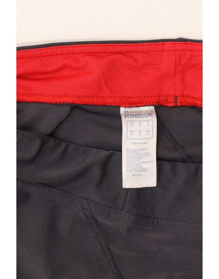 REEBOK Womens Capri Tracksuit Trousers UK 12 Medium  Grey Colourblock