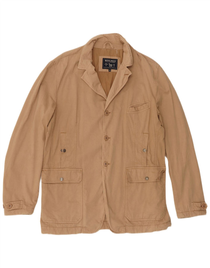 Woolrich Mens Utility Jacket UK 44 2XL Beige Cotton