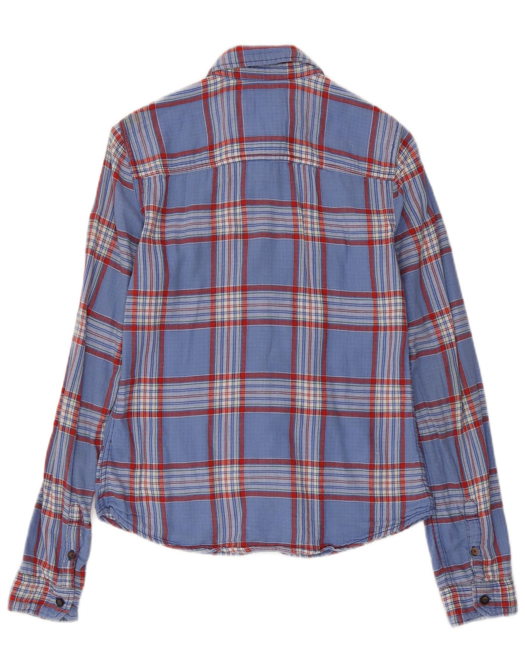 Γυναικείο φανελένιο πουκάμισο HOLLISTER UK 10 Small Blue Check Cotton