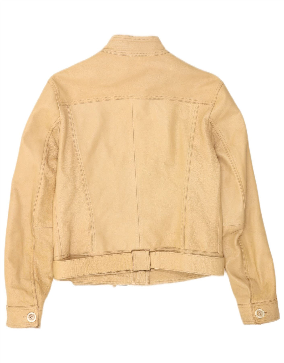Vintage Γυναικείο Crop Δερμάτινο Μπουφάν IT 44 Medium Beige Leather