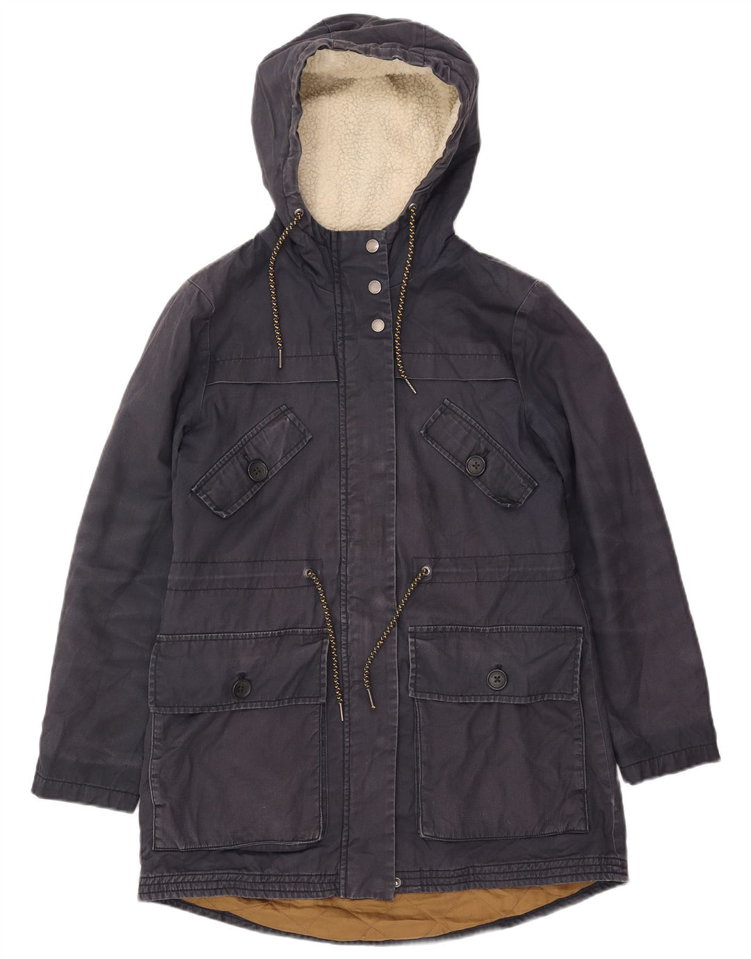White Stuff Γυναικείο μπουφάν Parka με κουκούλα UK 8 Small Navy Blue Cotton