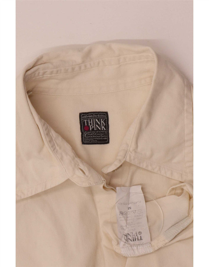 Think Pink Womens Regular Fit Shirt UK 14 Medium Off White Βαμβακερό