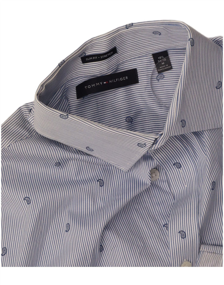TOMMY HILFIGER Ανδρικό πουκάμισο Stretch Μέγεθος 15 1/2 Μέτριο Μπλε Ρίγα