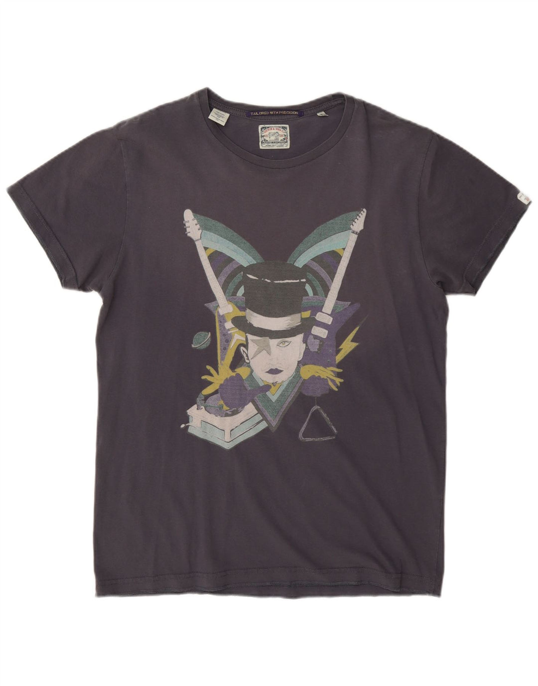 Ανδρικό γραφικό T-Shirt Scotch & Soda Τοπ μεσαίου μπλε βαμβακερό