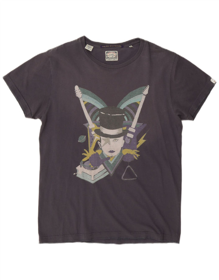Ανδρικό γραφικό T-Shirt Scotch & Soda Τοπ μεσαίου μπλε βαμβακερό