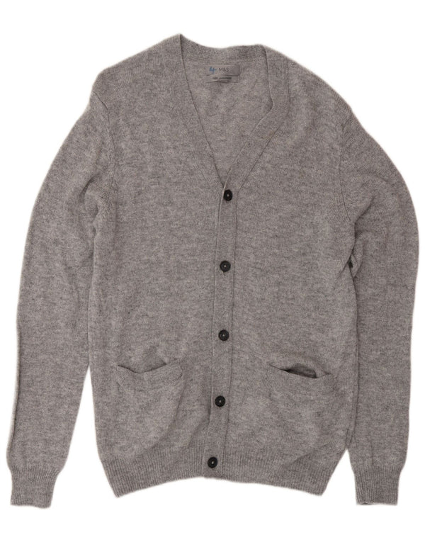 Marks & Spencer Mens Cardigan Sweater Small Grey Flecked Lambswool