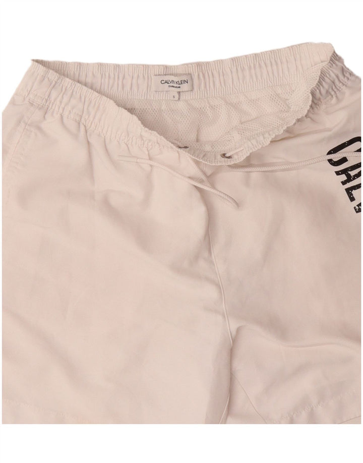 Γραφικό ανδρικό σορτς κολύμβησης Calvin Klein Μικρό λευκό πολυεστέρα