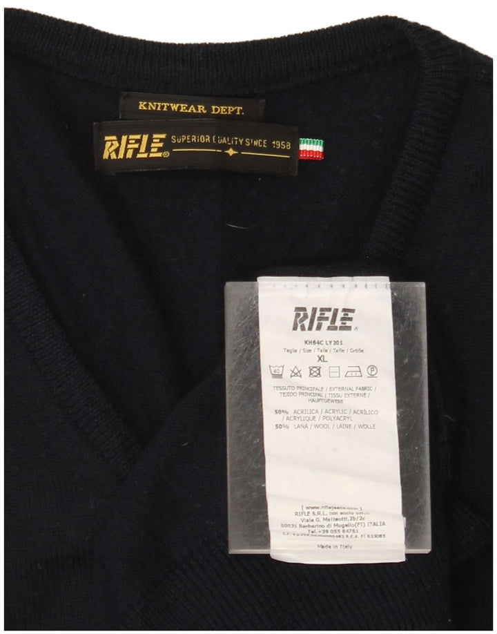RIFLE Γυναικείο πουλόβερ με V λαιμόκοψη UK 18 XL Navy Blue Ακρυλικό