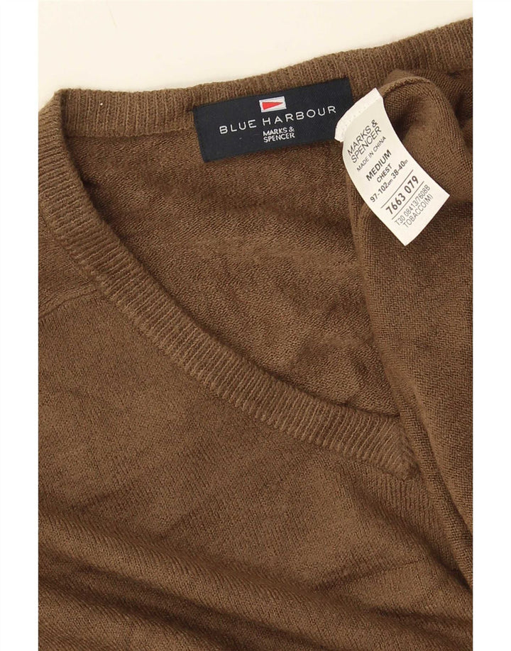Ανδρικό πουλόβερ Marks & Spencer Blue Harbor με V-Neck Jumper Μεσαίο καφέ